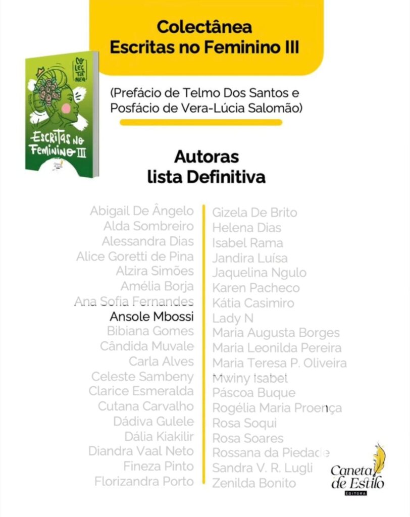 Ansole Mbossi na colectânea escritas no feminino