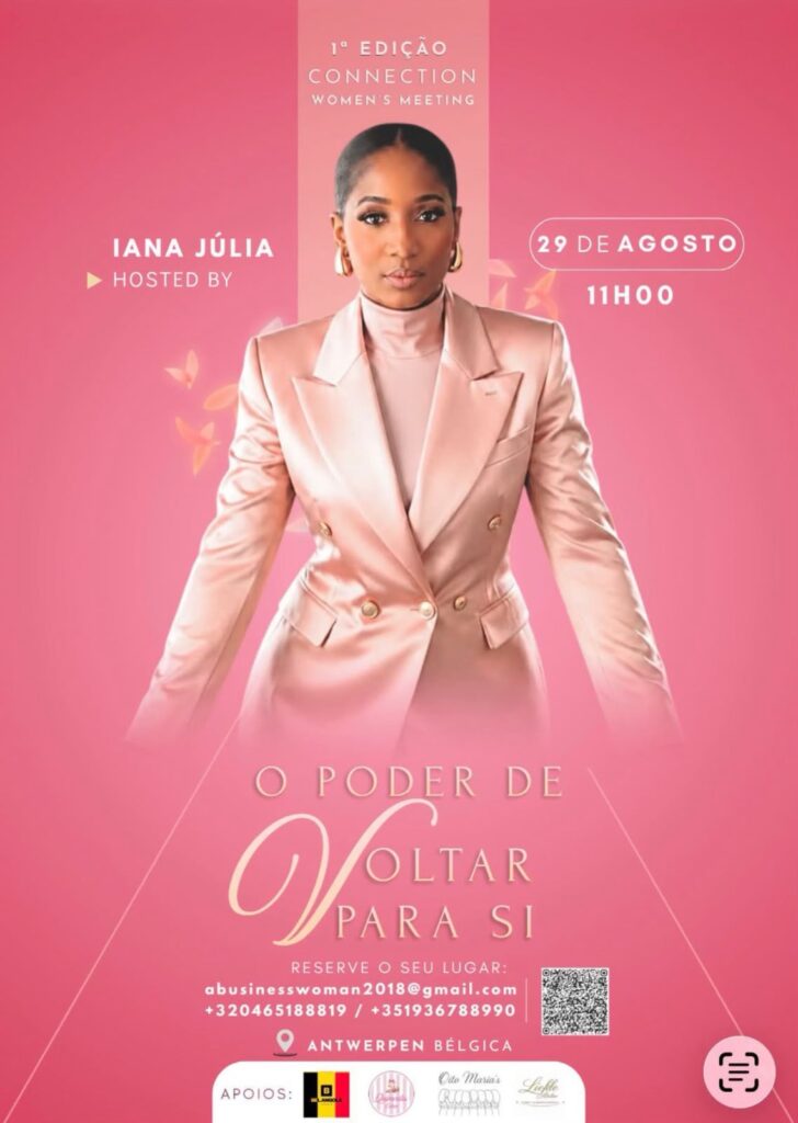 O evento que tem como anfitriã, a empreendedora angolana, Iana Júlia, conta ainda com as participações de Cael Pascoal, Mentora de Pose e Estilo; Salma Ribeiro, Terapeuta de Cura Emocional; Andrea Galante, Fashion Designer, bem como, Antónia Alves, Massoterapeuta.
