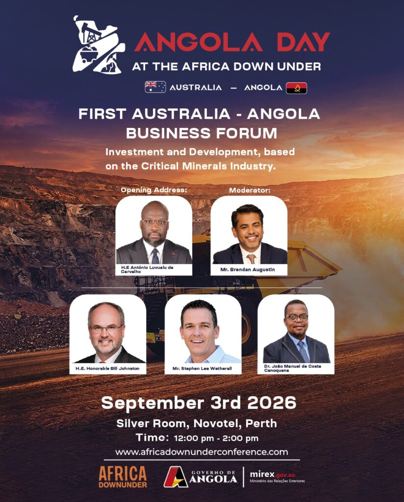 ANGOLA DAY NO ÁFRICA DOWN UNDER. Com o objectivo de ultimar os preparativos, para a realização da 24° Edição da Conferência sobre o Sector Mineiro, África Down Under, maior Conferência sobre Minas de África